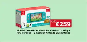 Game Mania Nintendo Switch Lite Turquoise + Animal Crossing - New Horizons + 3 Maanden Nintendo Switch Online aanbieding