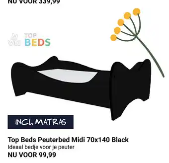 Van Asten BabySuperstore Top Beds Peuterbed Midi 70 x 140 Black aanbieding