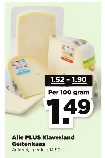 PLUS Alle Klaverland geitenkaas 100g aanbieding