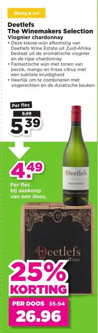 PLUS Deetlefs The Winemakers Selection Viogner chardonnay aanbieding