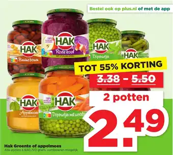 PLUS Hak Groente of appelmoes 630-720g aanbieding