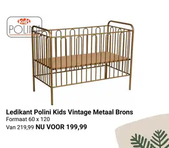 Van Asten BabySuperstore Ledikant Polini Kids Vintage Metaal Brons 60 x 120 aanbieding