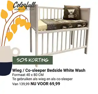 Van Asten BabySuperstore Wieg/ Co-sleeper Bedside White Wash 40 x 80cm aanbieding