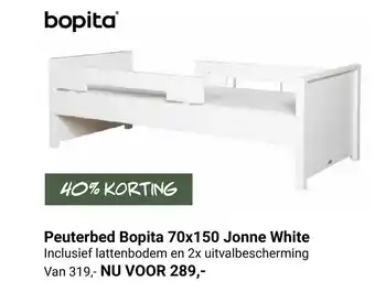 Van Asten BabySuperstore Peuterbed Bopita 70x150 Jonne White aanbieding