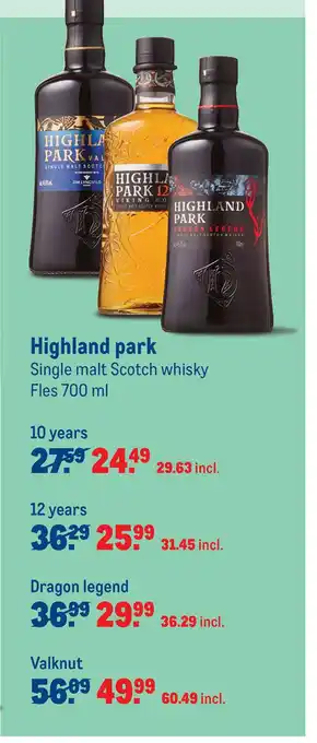 Makro Highland park Single malt Scotch whisky vanaf 700ml aanbieding