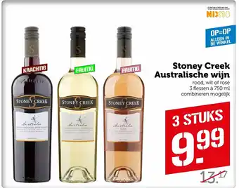 Coop Stoney Creek Australische Wijn 3 flessen a 750 ml 3 stuks aanbieding