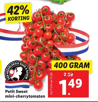 Lidl Petit Sweet Mini-Cherrytomaten 400 gram aanbieding