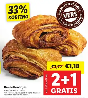 Lidl Kaneelbroodjes 33% Korting aanbieding