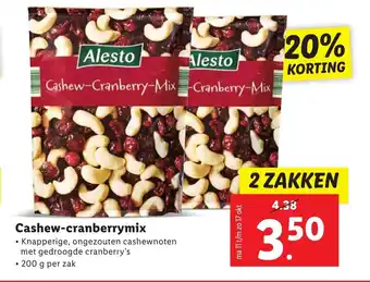 Lidl Cashew-Cranberrymix 2 zakken aanbieding