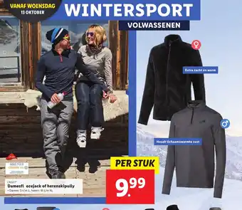 Lidl Crivit Wintersport Volwassenen Damesfl Ecejack of Herenskipully per stuk aanbieding