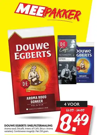 Dekamarkt Douwe Egberts Snelfiltermaling 250 gram aanbieding