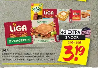 Dekamarkt Liga evergreen of belvita 300  gram aanbieding