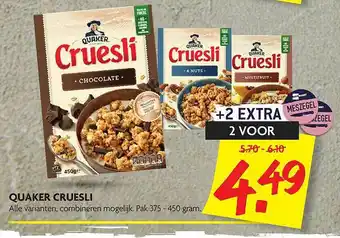 Dekamarkt Quaker Cruesli  375-450 gram aanbieding