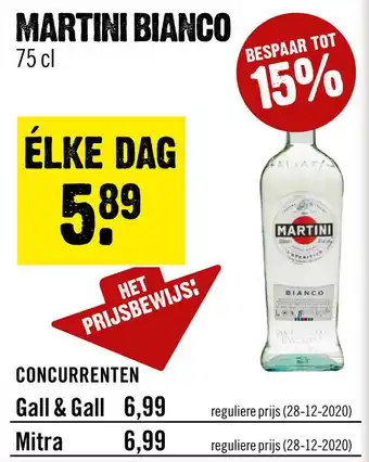 Dirck 3 Martini bianco 75 cl aanbieding