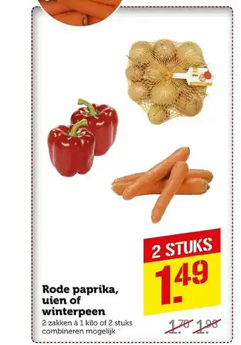 Coop Rode paprika, uien of winterpeen aanbieding