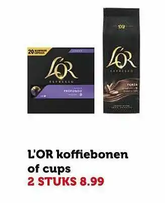 Coop L'Or koffiebonen of cups aanbieding