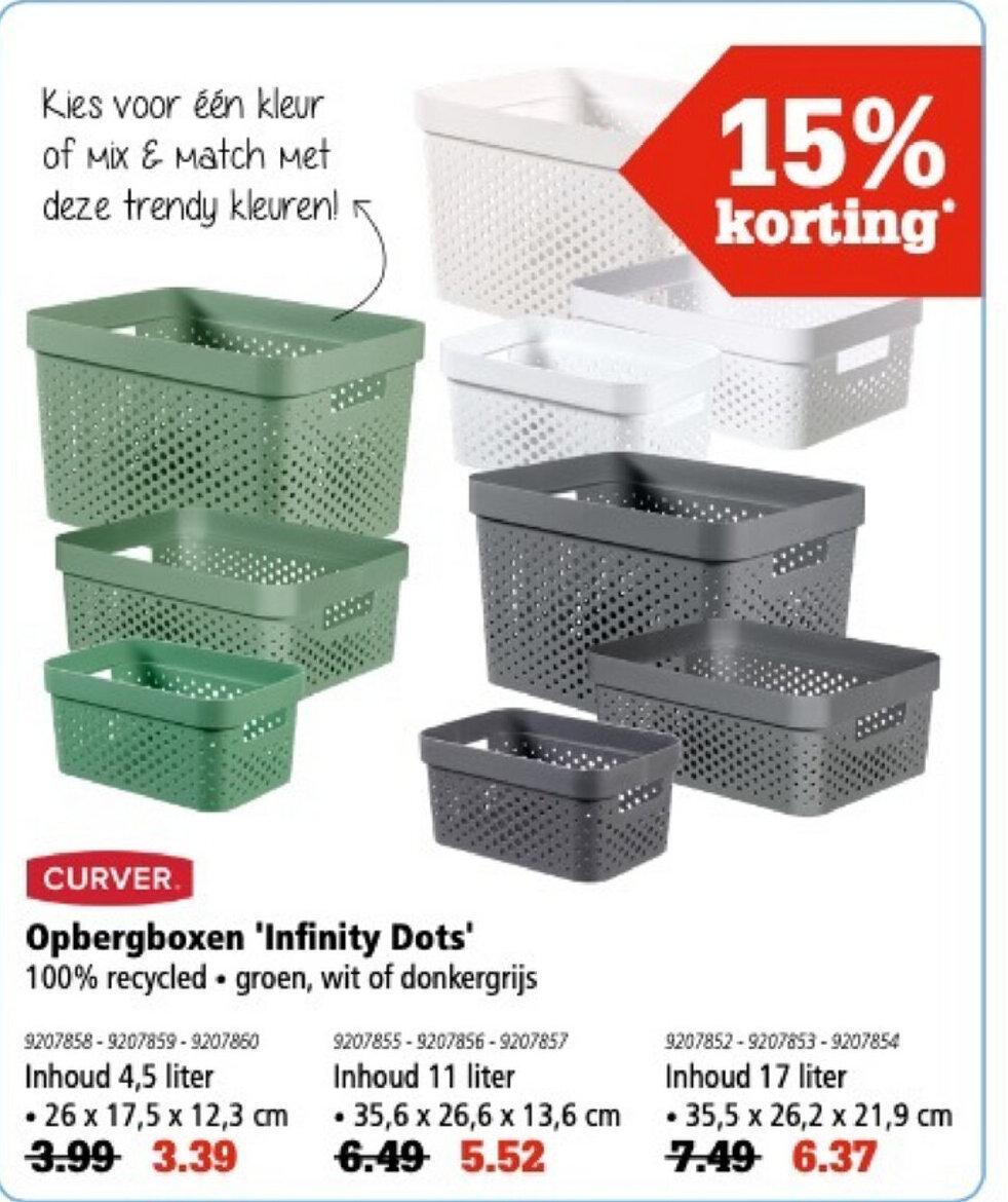 Curver Opbergboxen Infinity Dots 4.5L aanbieding bij Marskramer