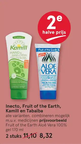 Etos Inecto, Fruit of the Earth, Kamill en Tabaiba aanbieding