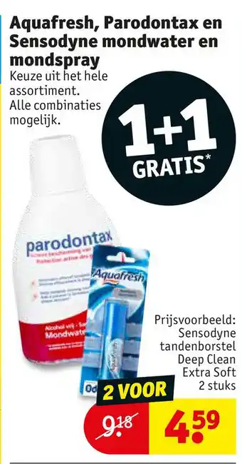 Kruidvat Aquafresh, Parodontax en Sensodyne mondwater en mondspray aanbieding