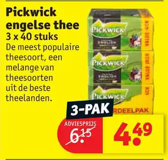 Kruidvat Pickwick engelse thee 3 x 40 stuks aanbieding