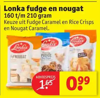 Kruidvat Lonka fudge en nougat 160 t/m 210 qram aanbieding