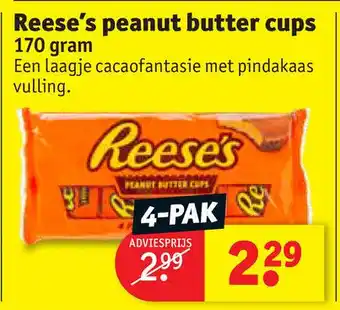 Kruidvat Reese's peanut butter cups 170 gram aanbieding