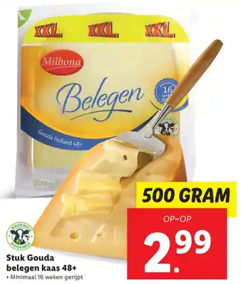 Lidl Stuk Gouda belegen kaas 48+ aanbieding