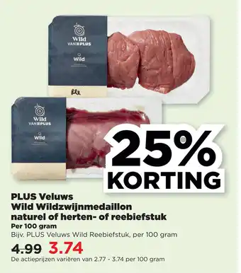 PLUS PLUS Veluws Wild Wildzwijnmedaillon naturel of herten- of reebiefstuk aanbieding