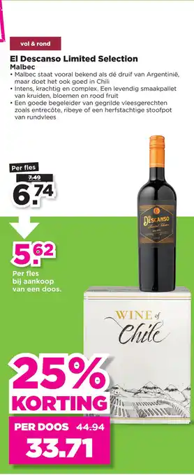 PLUS El Descanso Limited Selection Malbec aanbieding