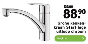 GAMMA Grohe keukenkraan Start lage uitloop chroom aanbieding