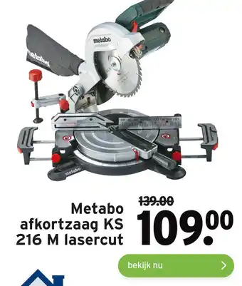 GAMMA Metabo afkortzaag KS 216 M lasercut aanbieding