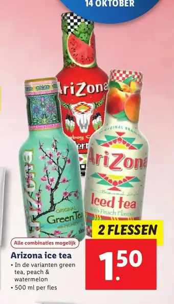 Lidl Arizona Ice Tea 500 ml 2 Flessen aanbieding