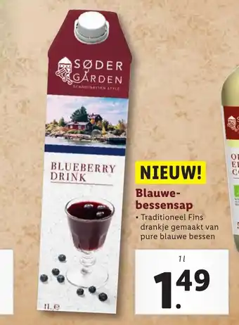 Lidl Blauwebessensap 1L aanbieding