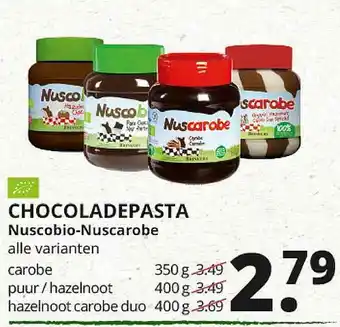 Natuurwinkel Chocoladepasta Nuscobio-Nuscarobe aanbieding