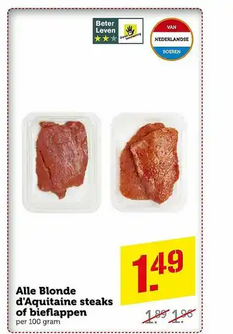 Coop Alle Blonde D'Aquitaine Steaks Of Bieflappen aanbieding