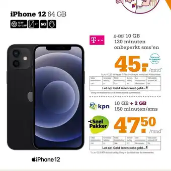 Telecombinatie IPhone 12 64 GB aanbieding