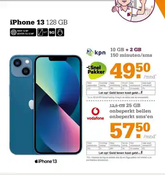 Telecombinatie IPhone 13 128 GB aanbieding