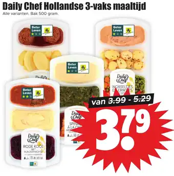 Dirk Daily Chef Hollandse 3-vaks maaltijd Alle varianten. Bak 500 gram. aanbieding