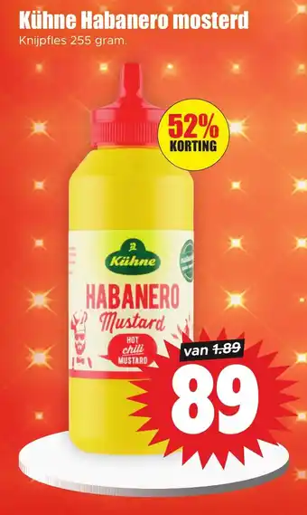 Dirk Kühne Habanero mosterd 255 gram aanbieding