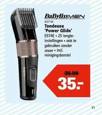 Marskramer BabylissMen tondeuse 'power glide' aanbieding