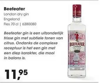 HANOS Beefeated london dry gin engeland 70 cl aanbieding