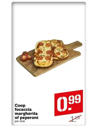 CoopCompact Coop focaccia margherita of peperoni aanbieding