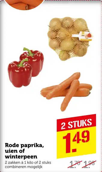 Coop Rode paprika, uien of winterpeen aanbieding