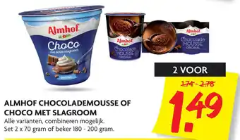 Dekamarkt Almhof Chocolademousse Of Choco Met Slagroom aanbieding