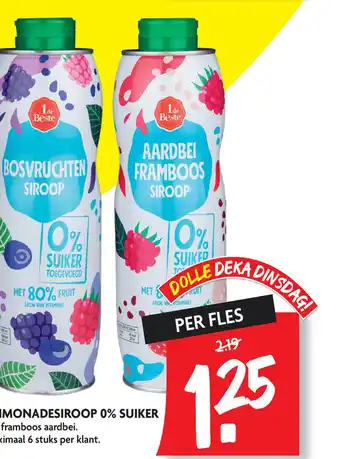 Dekamarkt 1 De Beste Limonadesiroop 0% Suiker aanbieding