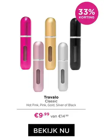 ICI Paris XL Travalo Classic Hot Pink, Pink, Gold, Silver of Black aanbieding