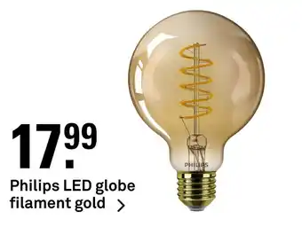 Karwei Philips LED globe filament gold aanbieding