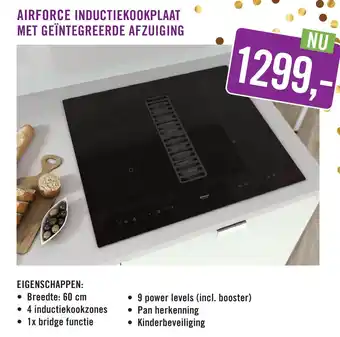 Keukendepot Airforce inductiekookplaat met geïntegreerde afzuiging aanbieding