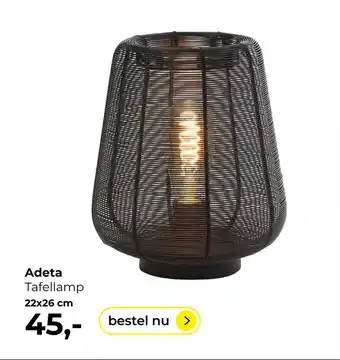 Lampidee Adeta - Tafellamp draden 22x26 cm mat zwart aanbieding