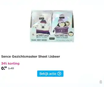 Plein.nl Sence Gezichtsmasker Sheet IJsbeer aanbieding